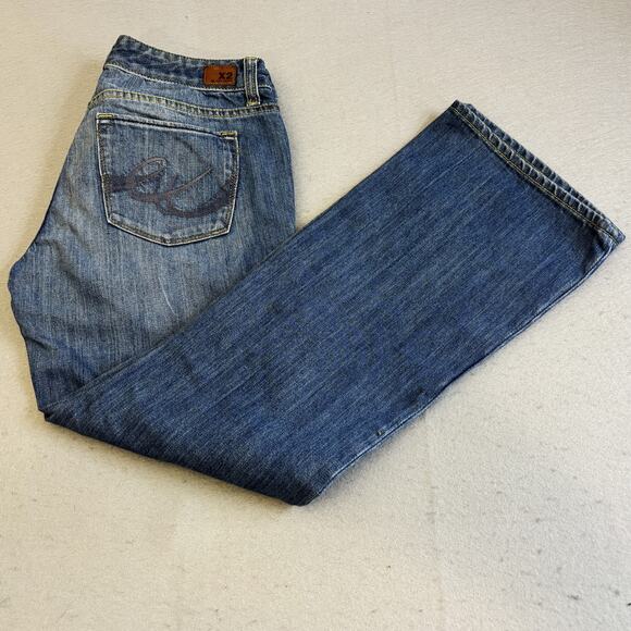 X2 Jeans Womens 6 Lowrise Bootcut Blue Quality Denim Slim W10 Short Y2K Pants - Picture 1 of 10